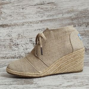 🟨Like New Toms Linen Espadrille Wedge